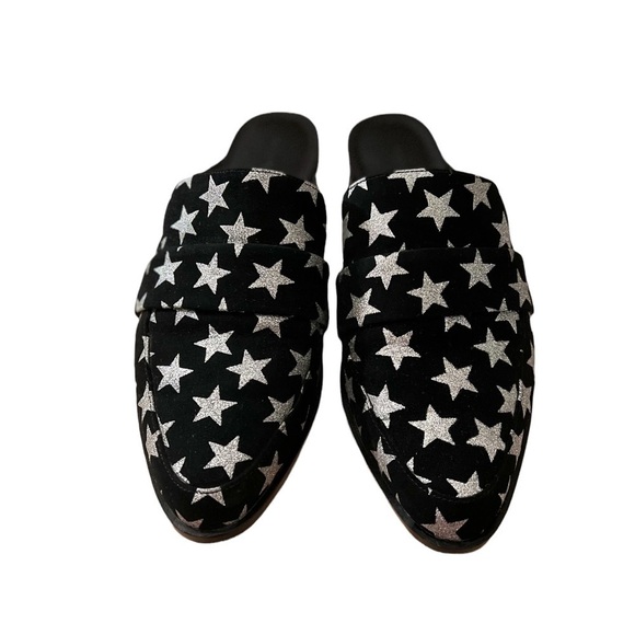 Rebecca Minkoff Black Mika In Galaxy Print Mules/Slides - Picture 4 of 7